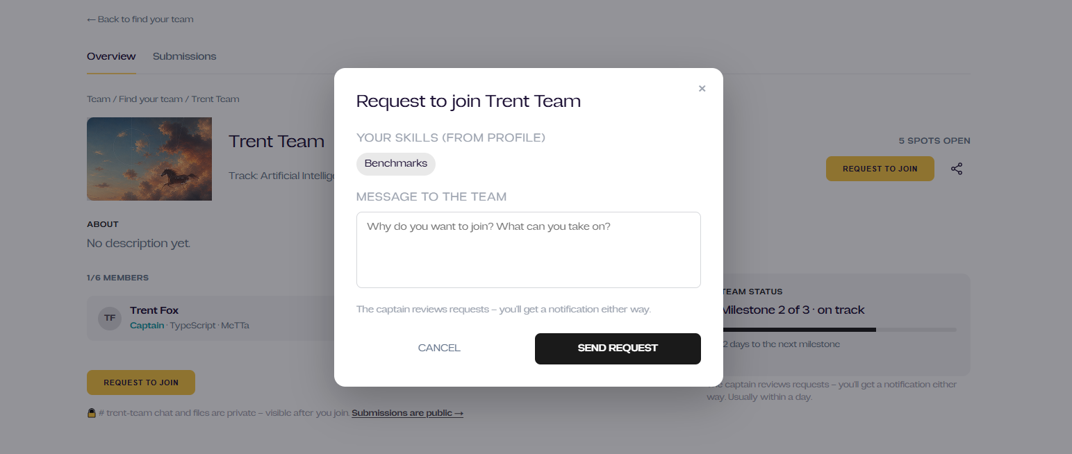 Teams directory with a Request-to-join card