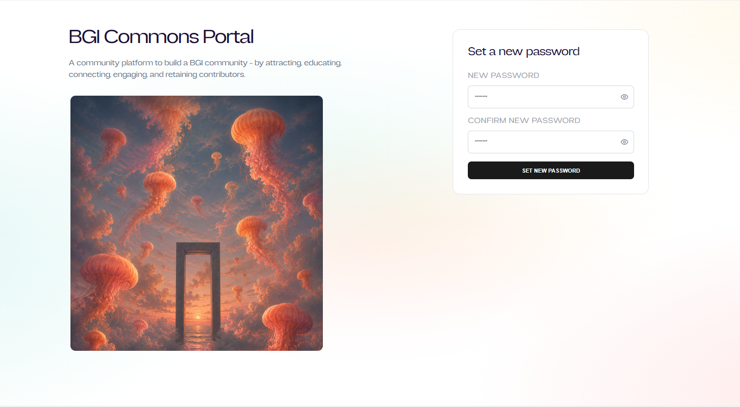 Reset-password screen: set a new password